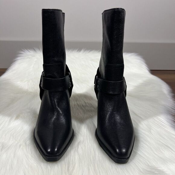 NEW Steve Madden Women's Size 6.5 M Black Leather Alessio Ankle‎ Boot Bootie - Picture 5 of 13